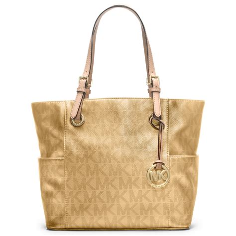 white and gold studded michael kors purse|Michael Kors large gold tote.